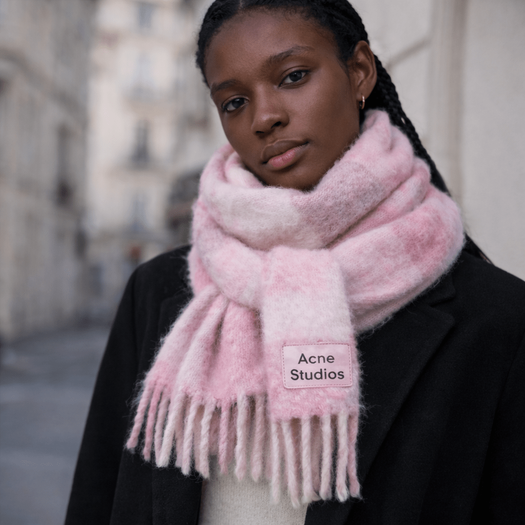 Acne Studios Mohair Checked Scarf Candy Pink/White/Pale Pink — Gift-Ready Warmth for Couples - Afewvibe