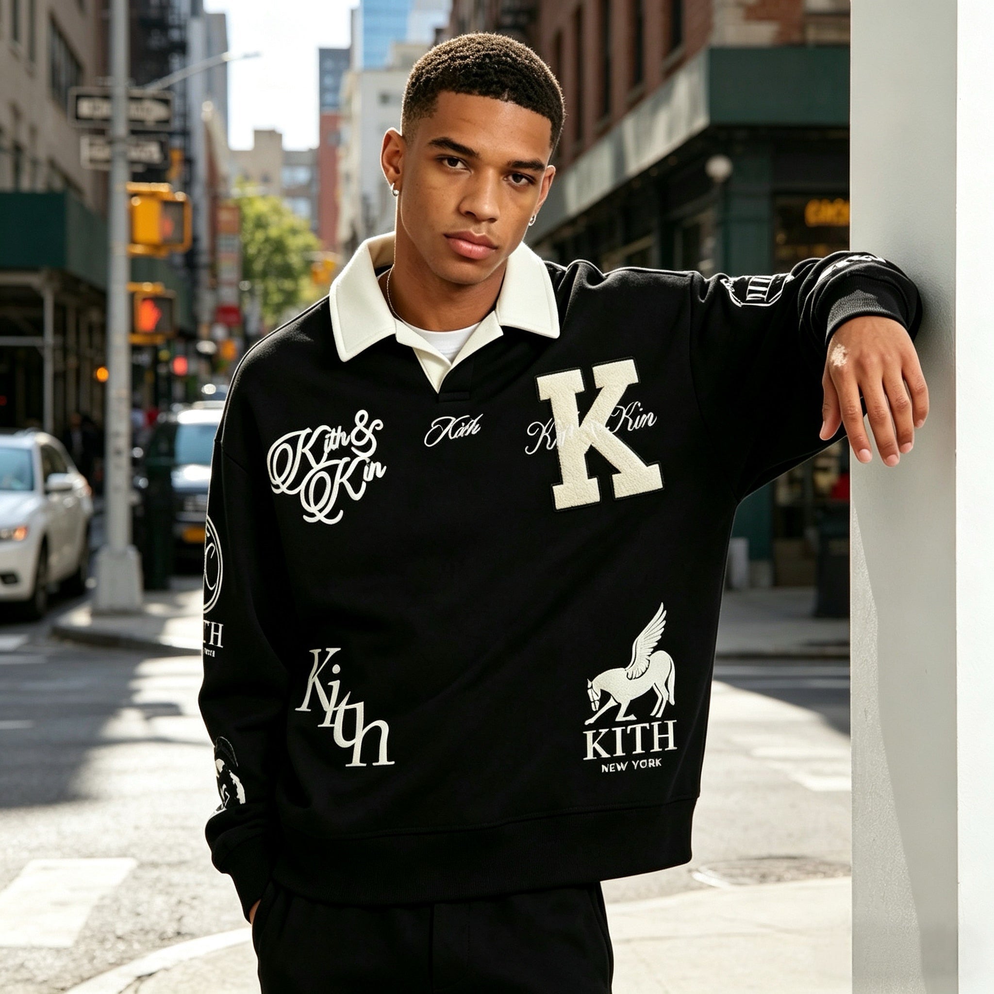 Kith Nelson Collared Rugby Pullover Black Beyond the Basic Sweatshirt - Afewvibe