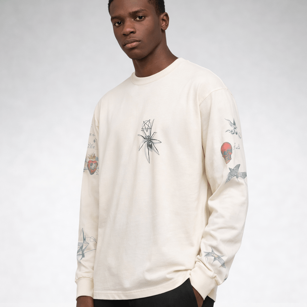 SAINT Mxxxxxxx Dr. Woo Tattoo Long-Sleeve Tee White — Warm Graphic Long-Sleeve Layer - Afewvibe