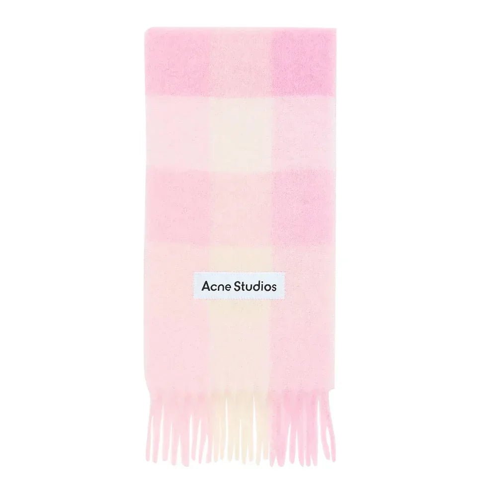 Acne Studios Mohair Checked Scarf Candy Pink/White/Pale Pink - Afewvibe