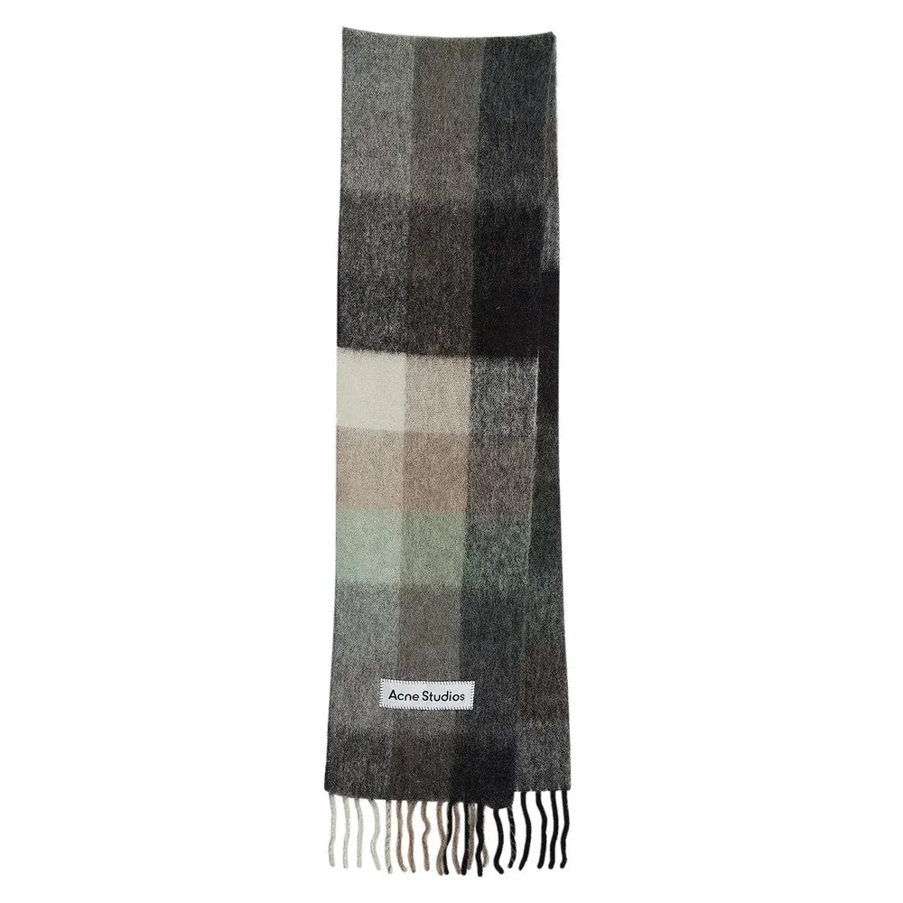 Acne Studios Mohair Checked Scarf Green/Grey/Black - Afewvibe