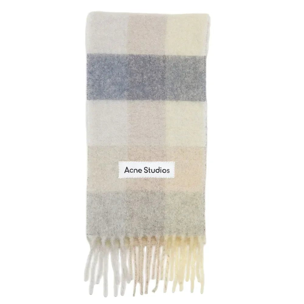 Acne Studios Mohair checked scarf Vanilla/beige/lavender - Afewvibe