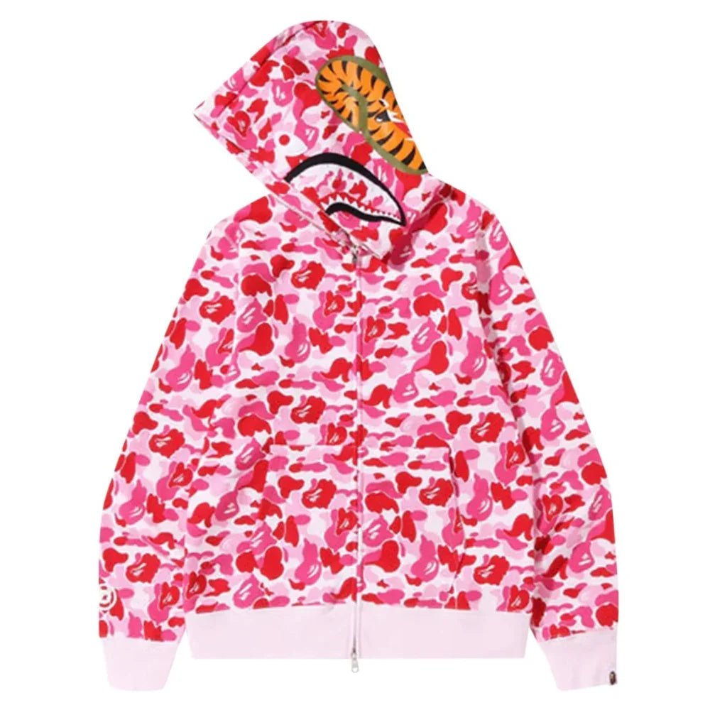 BAPE ABC Camo Shark Full Zip Hoodie Pink - Afewvibe