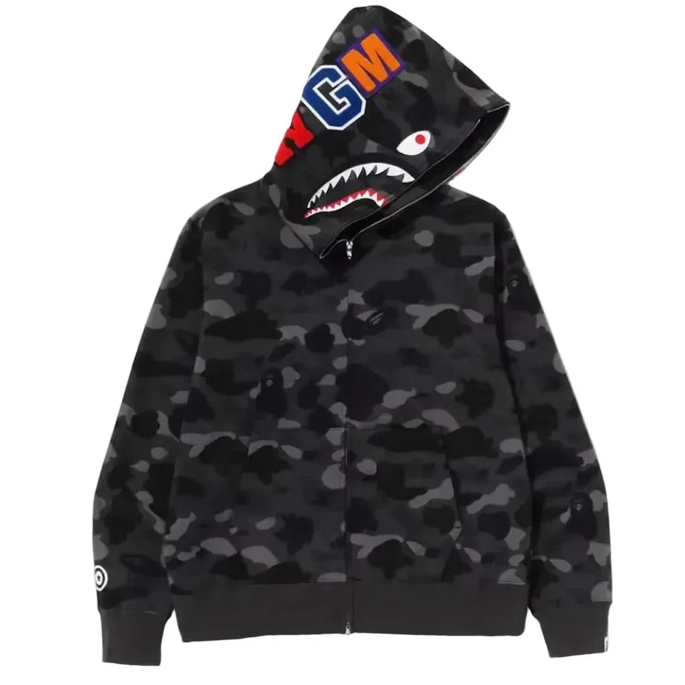 BAPE Color Camo Shark Full Zip Hoodie Black - Afewvibe