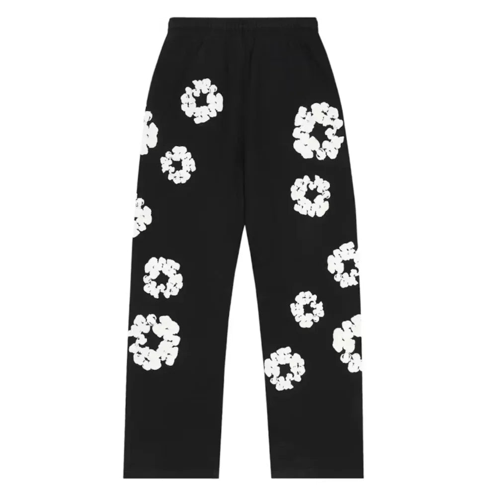 Denim Tears Cotton Wreath Baggy Sweatpants Black - Afewvibe