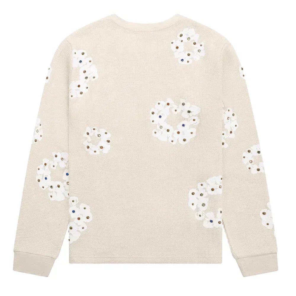 Denim Tears Rhinestone Wreath Thermal Oatmeal - Afewvibe
