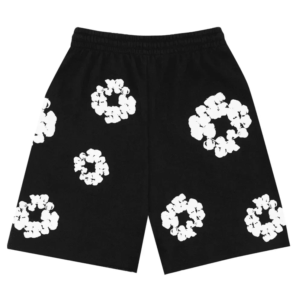 Denim Tears The Cotton Wreath Shorts Black - Afewvibe