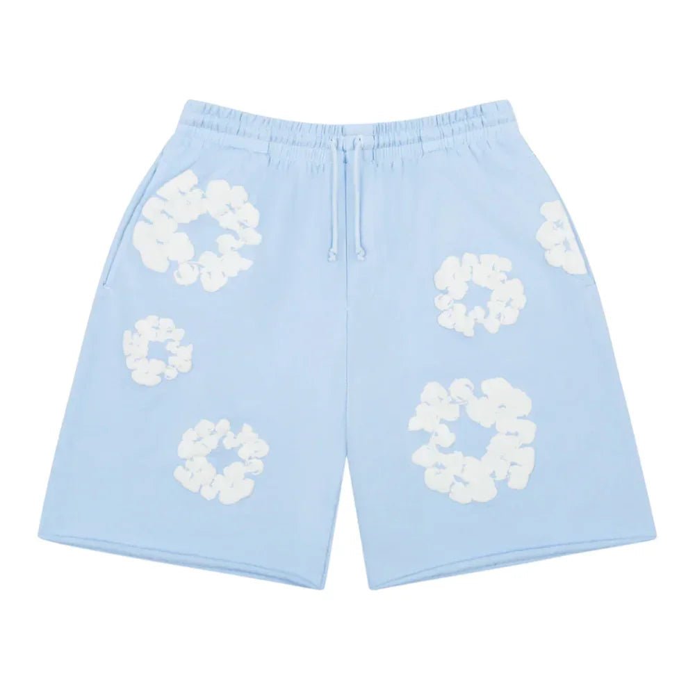 Denim Tears The Cotton Wreath Sweat Shorts Powder Blue - Afewvibe