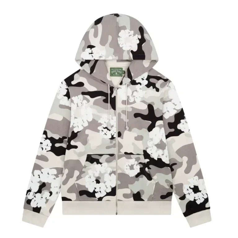 Denim Tears The Cotton Wreath Zip Sweatshirt White Camo - Afewvibe