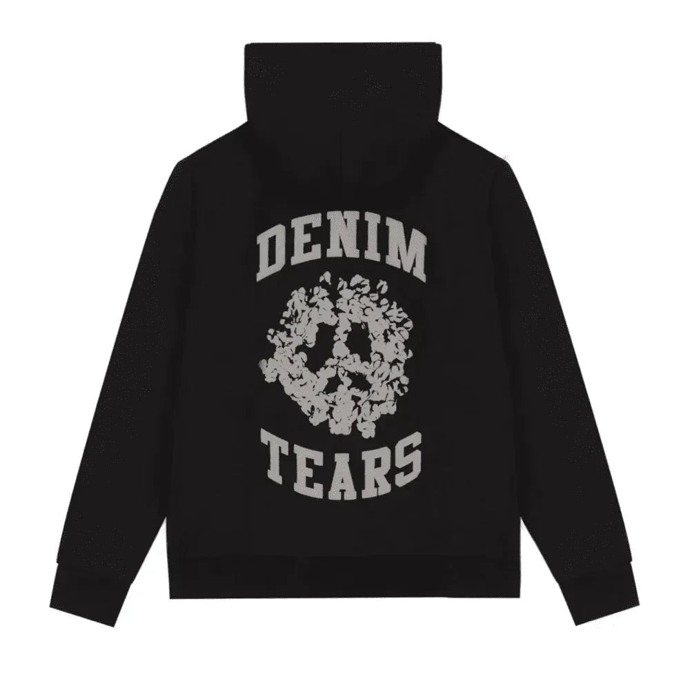 Denim Tears University Zip Hoodie Black - Afewvibe