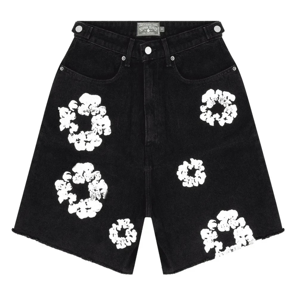Denim Tears Wreath Jean Short Black - Afewvibe