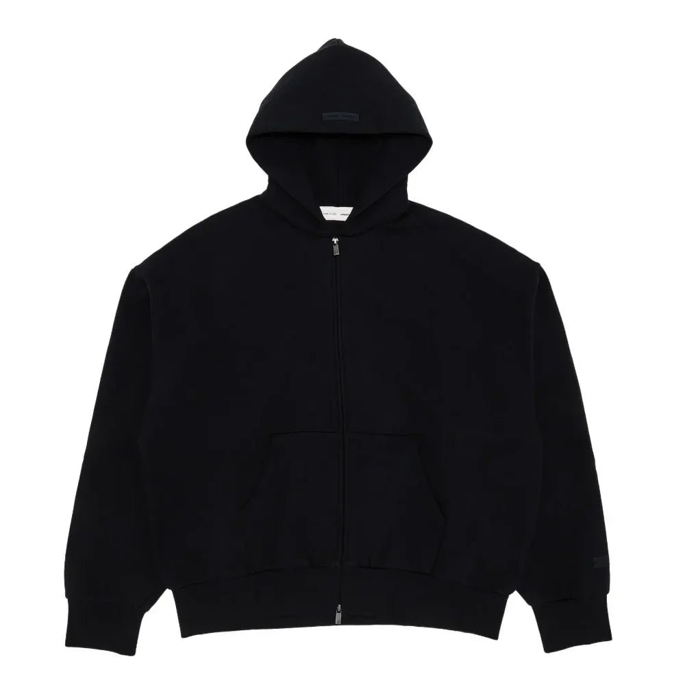 Fear of God Essentials Classic Full Zip - Up Hoodie Jet Black - Afewvibe