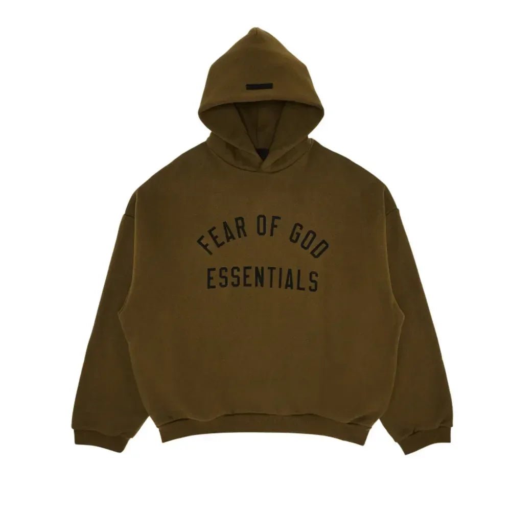 Fear Of God Essentials Fleece Hoodie Olive - Afewvibe