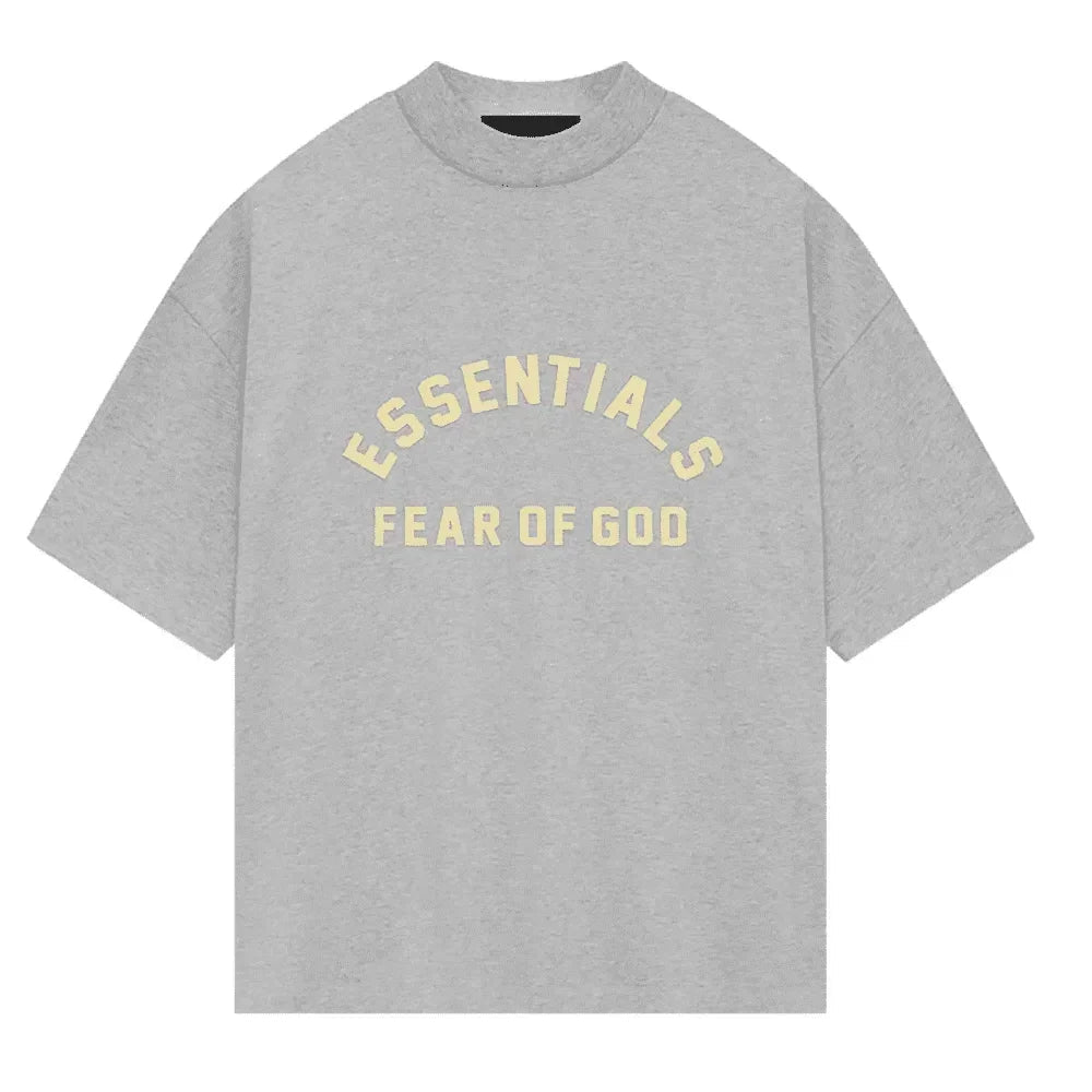 Fear Of God Essentials Heavy Jersey Crewneck T-Shirt Light Heather Grey - Afewvibe
