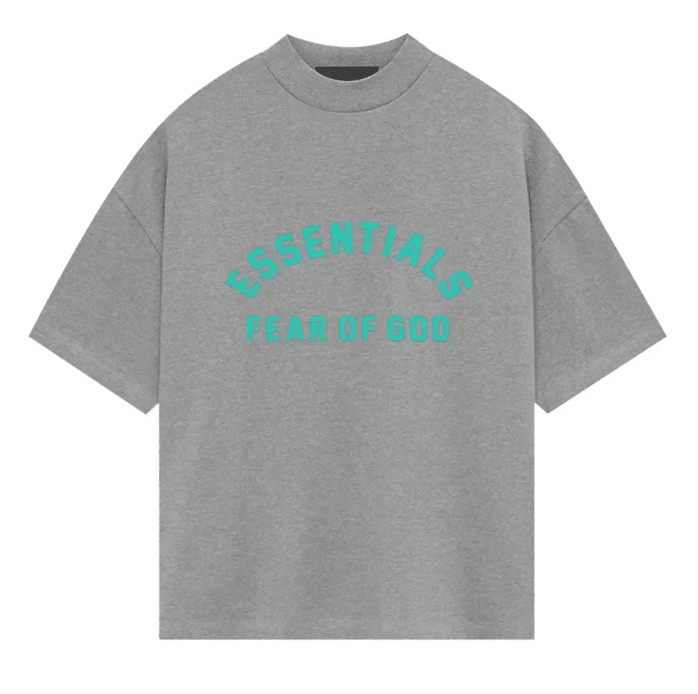 Fear of God Essentials Heavy Jersey Short - Sleeve Tee Dark Heather Oatmeal - Afewvibe