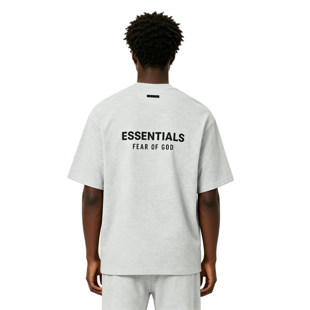 Fear of God Essentials Jersey Crewneck Tee Light Heather Grey - Afewvibe