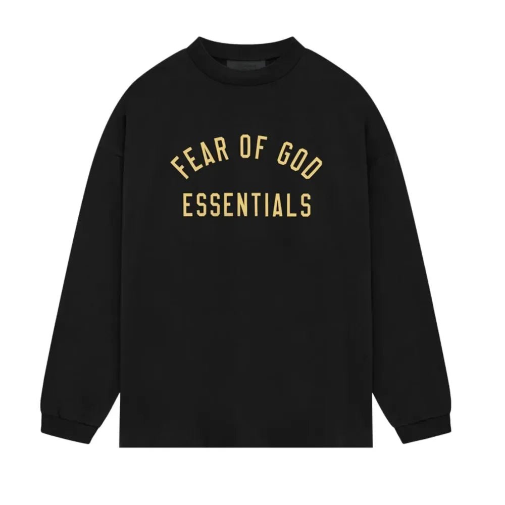 Fear Of God Essentials Jersey Long - Sleeve Tee Black - Afewvibe