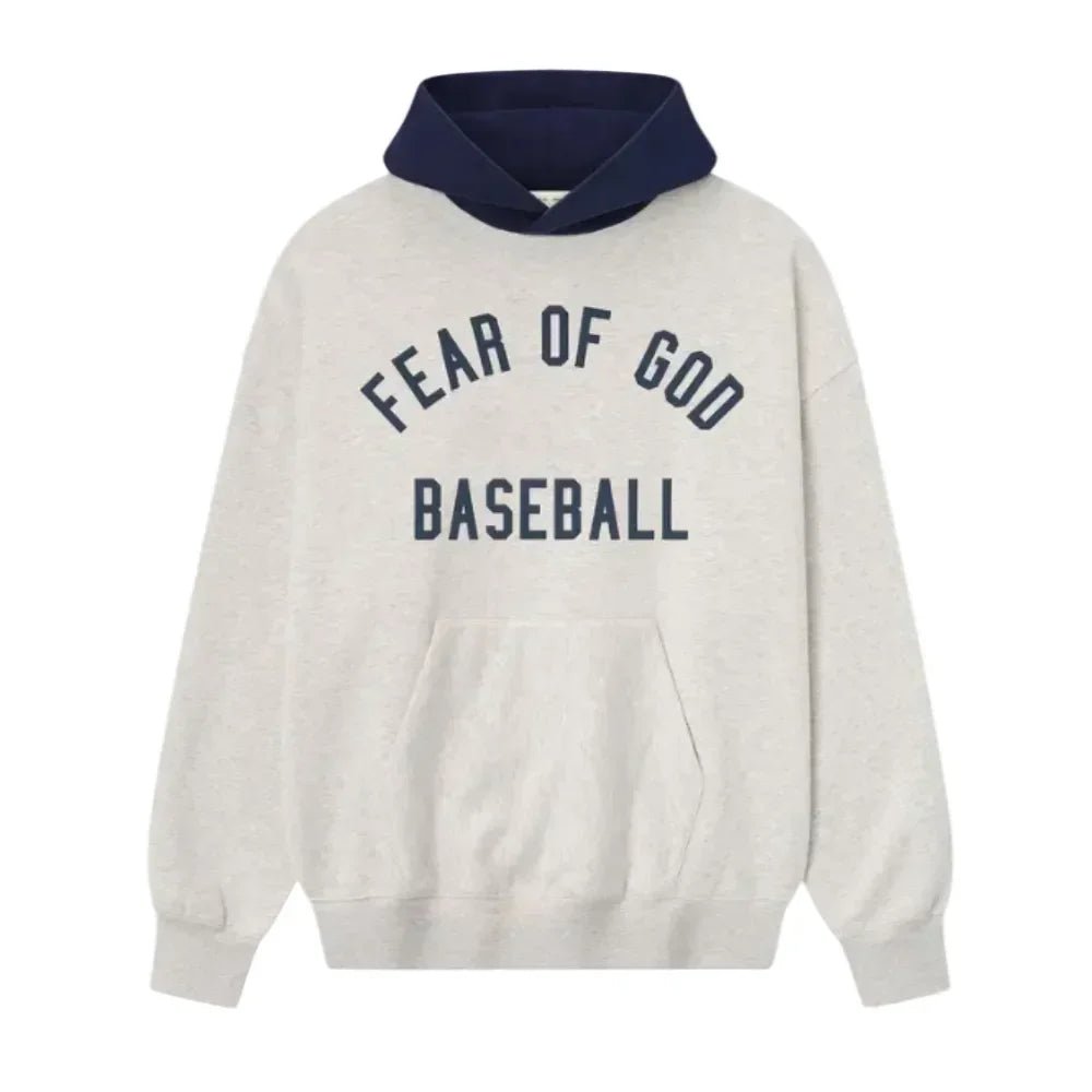 Fear of God Essentials MLB Sport Hoodie Oatmeal Heather Midnight Navy - Afewvibe