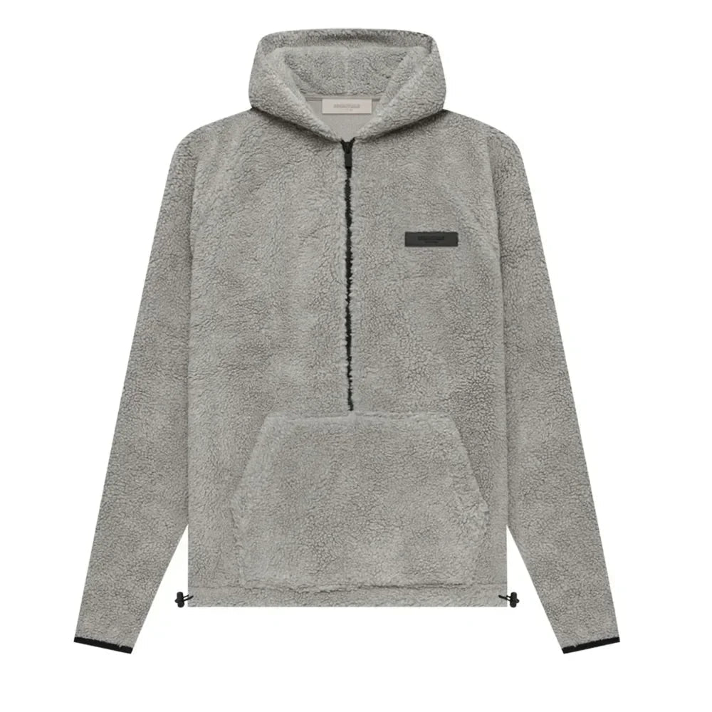 Fear of God Essentials Polar Fleece Half Zip Hoodie Dark Oatmeal - Afewvibe