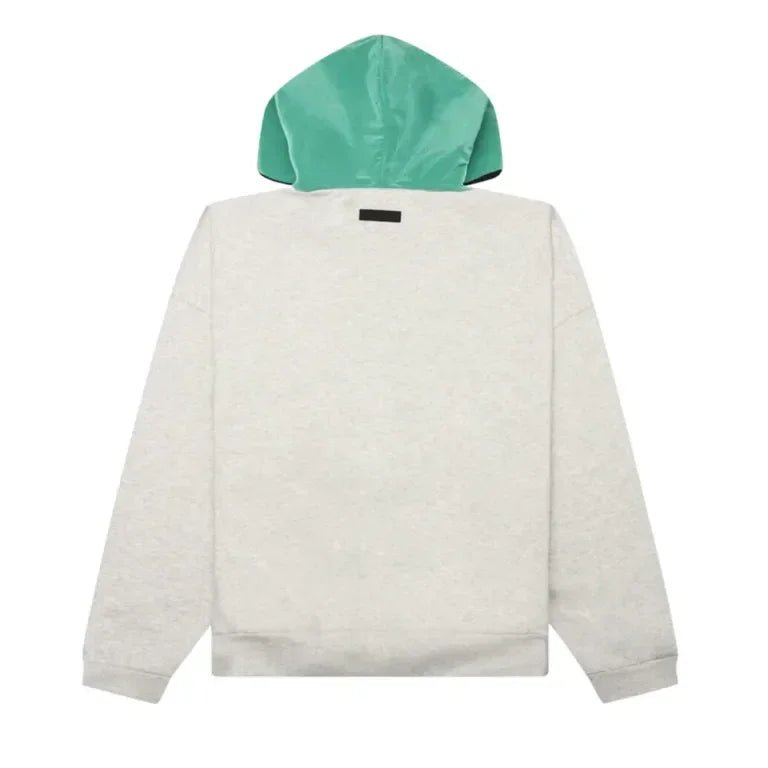Fear Of God Essentials SS24 Nylon Fleece Hoodie Light Heather Grey/Mint Leaf - Afewvibe