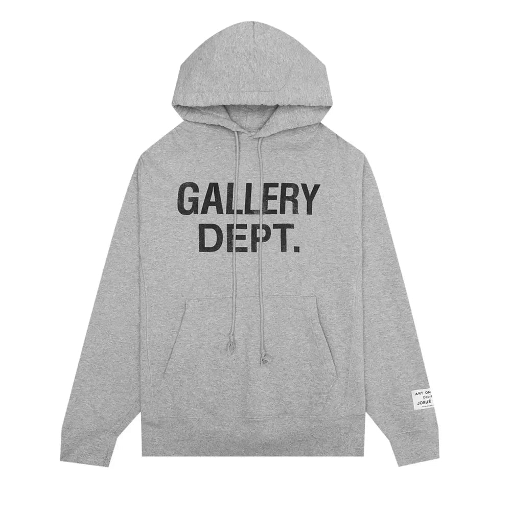 Gallery Dept. Center Logo Hoodie Heather Grey/Black - Afewvibe