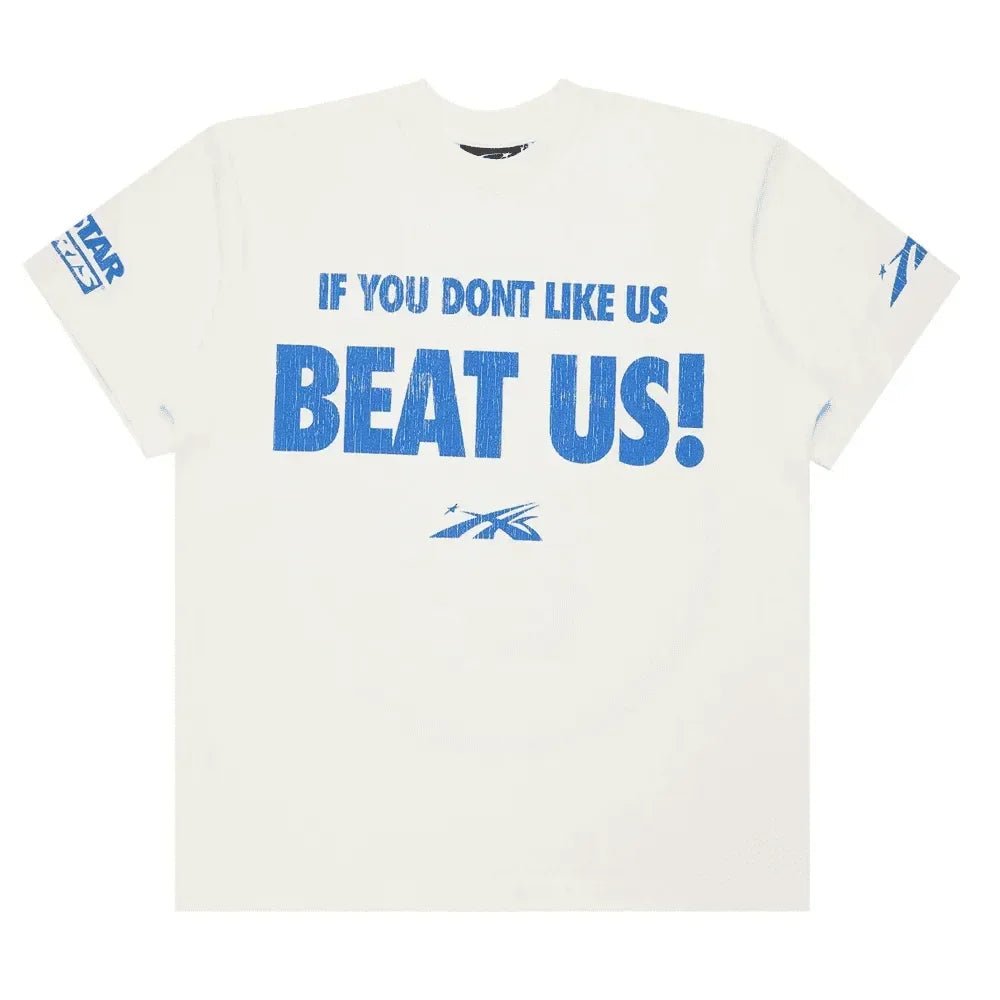 Hellstar Beat Us! T-shirt White/Blue - Afewvibe