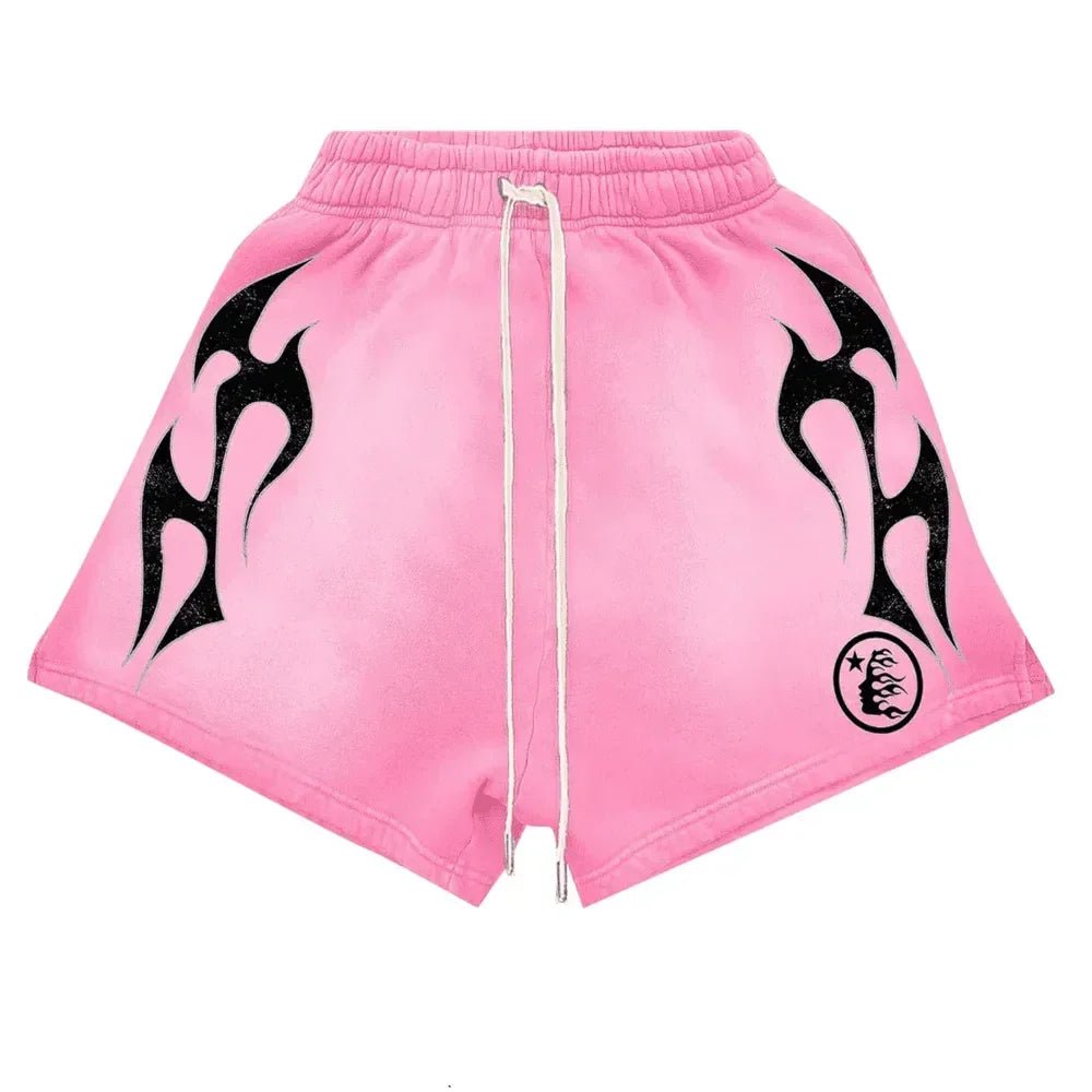 Hellstar Flame Shorts Pink - Afewvibe