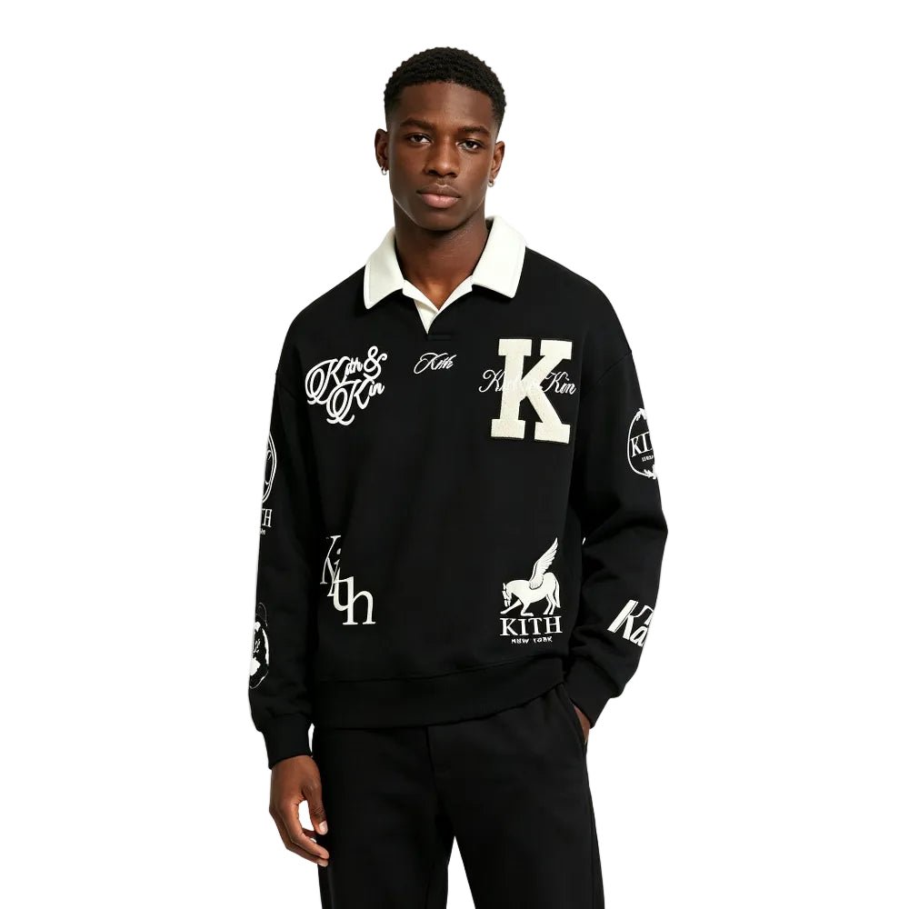 Kith Nelson Collared Rugby Pullover Black - Afewvibe