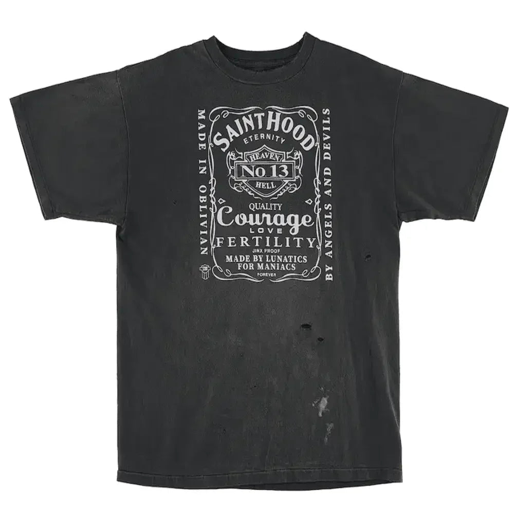 Neighborhood x Saint Michael Skull Biker T-Shirt Vintage Black - Afewvibe