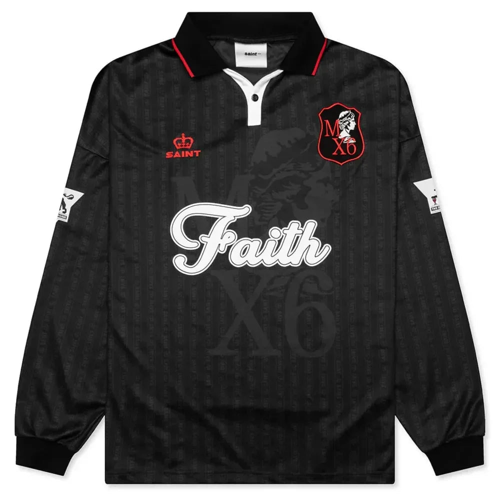 Saint Michael Faith Soccer Shirt Black - Afewvibe