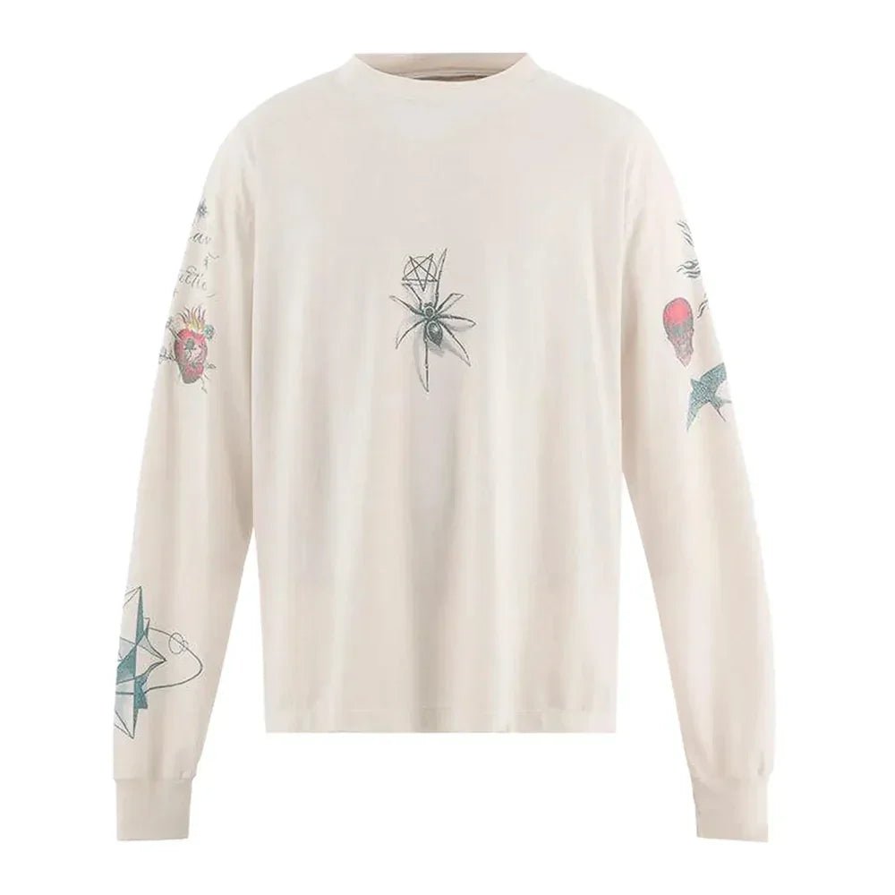 SAINT Mxxxxxx x Dr. Woo Tattoo Long - Sleeve Tee White - Afewvibe