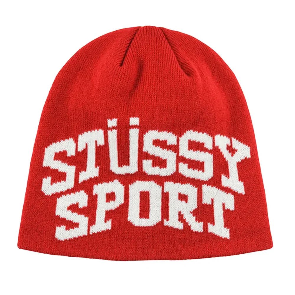 Stussy Sport Jacquard Skullcap Beanie Red - Afewvibe