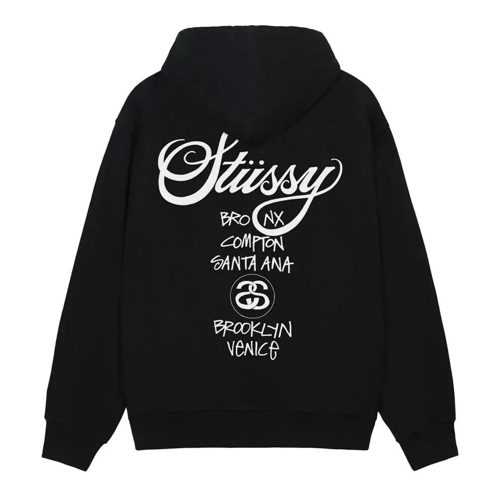 Stussy World Tour Hoodie Black - Afewvibe