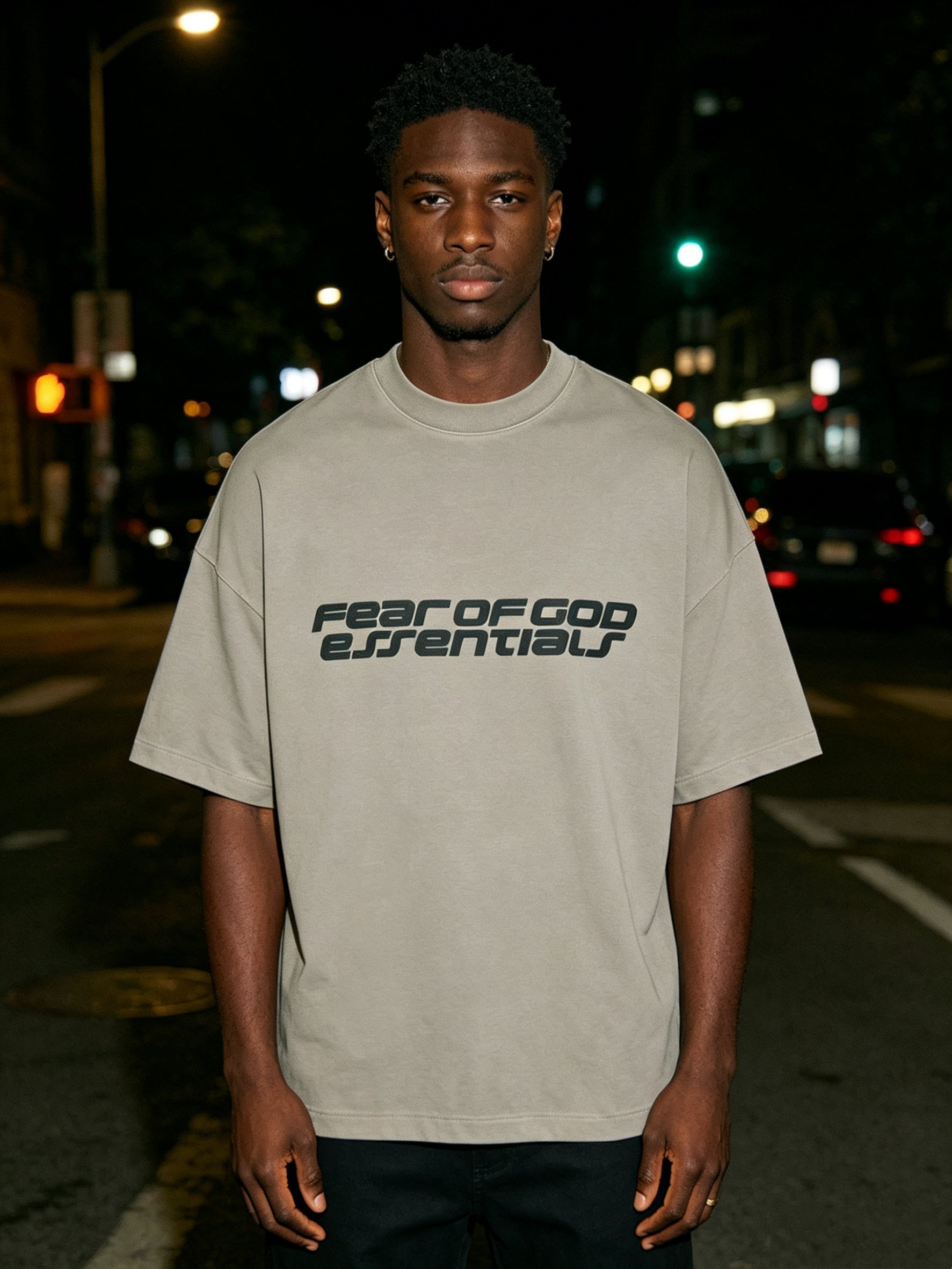 Fear of God Essentials Smoke Grey 90s Tee - Afewvibe