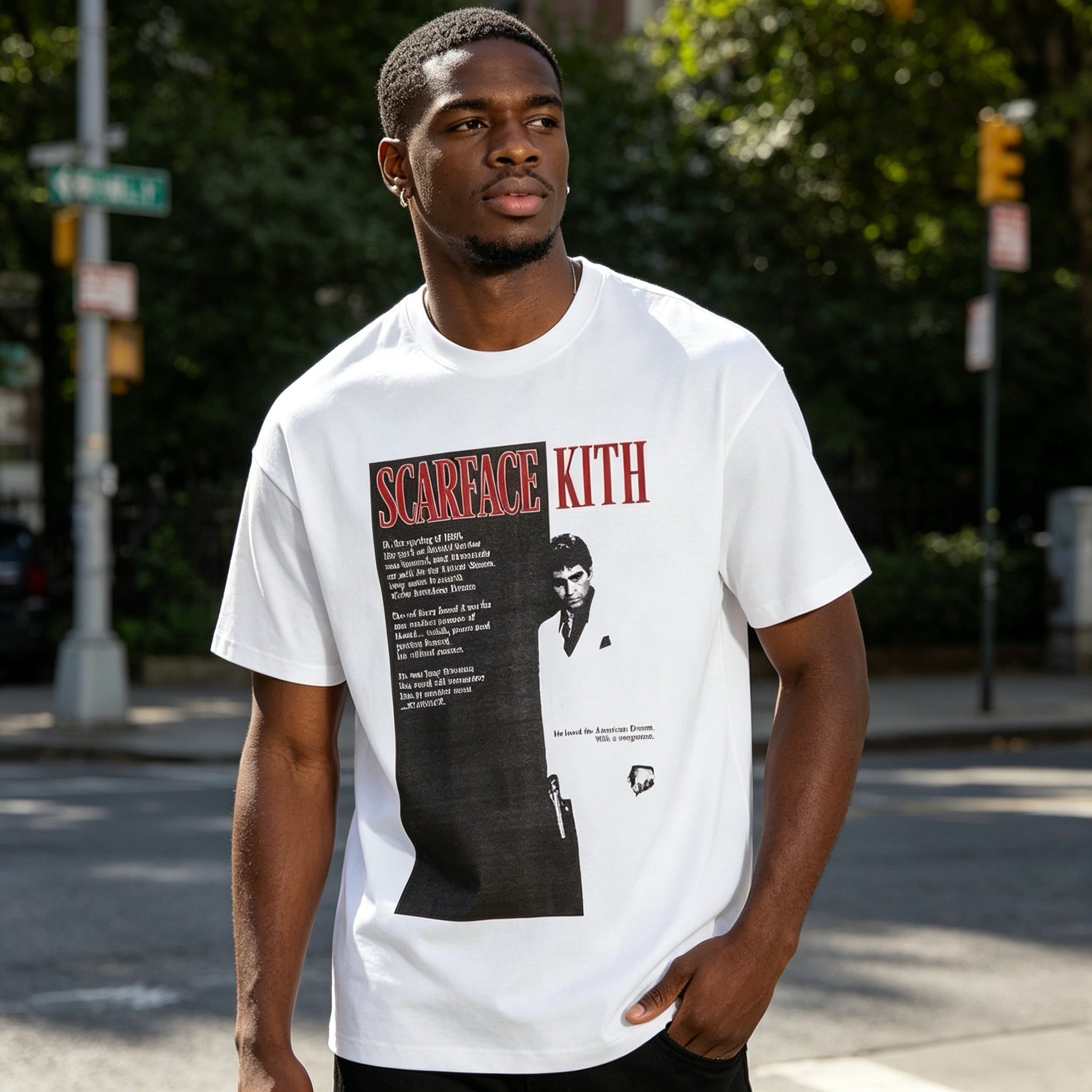 Kith x Scarface Film Poster Vintage Tee White — Archive Graphic, Light Base - Afewvibe