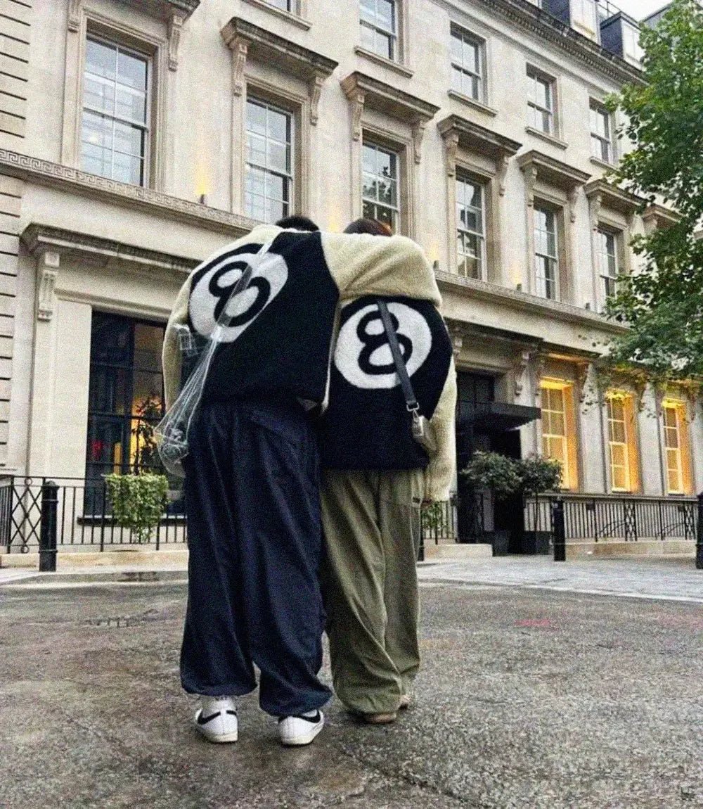 Stussy Sherpa Jacket with 8 Ball Design - Warm, Stylish Winter Outerwear - Afewvibe