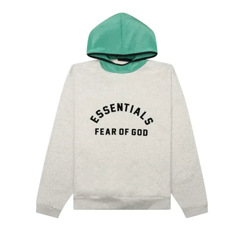 Where to buy Fear Of God Essentials Nylon Fleece Hoodie Light Heather Grey/Mint Leaf - Afewvibe