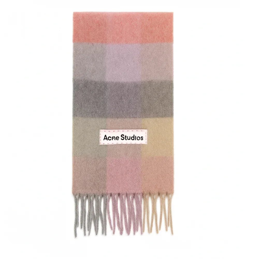 Acne Studios Mohair Checked Scarf Fuchsia/lilac/pink - Afewvibe
