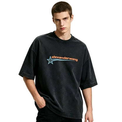 Alexander Wang Boxy Tee W Graphic Washed Black - Afewvibe