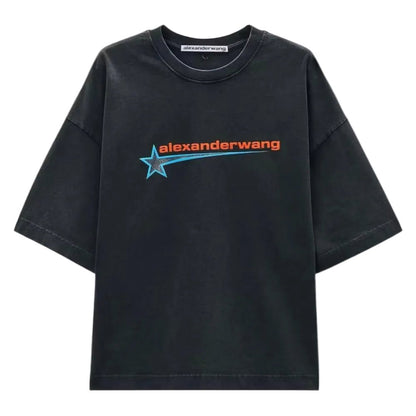 Alexander Wang Boxy Tee W Graphic Washed Black - Afewvibe