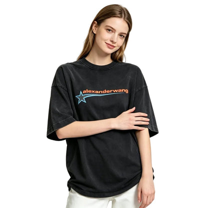 Alexander Wang Boxy Tee W Graphic Washed Black - Afewvibe