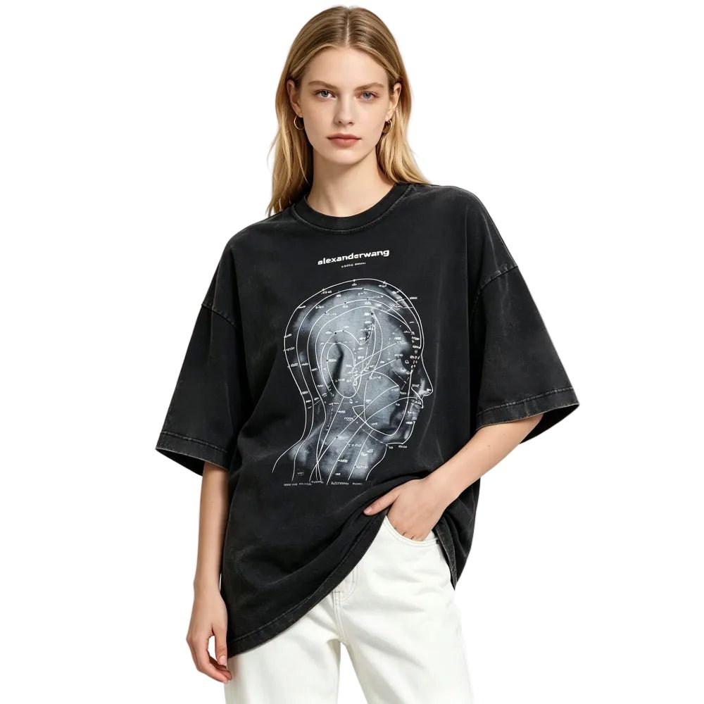 Alexander Wang Eastern Medicine Graphic Short Sleeve Tee Washed Black - Afewvibe