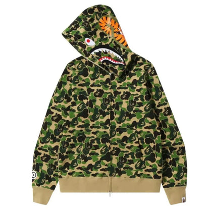 BAPE ABC Camo Shark Full Zip Hoodie Green - Afewvibe