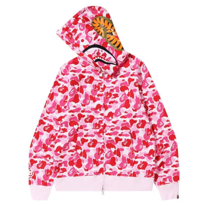 BAPE ABC Camo Shark Full Zip Hoodie Pink - Afewvibe