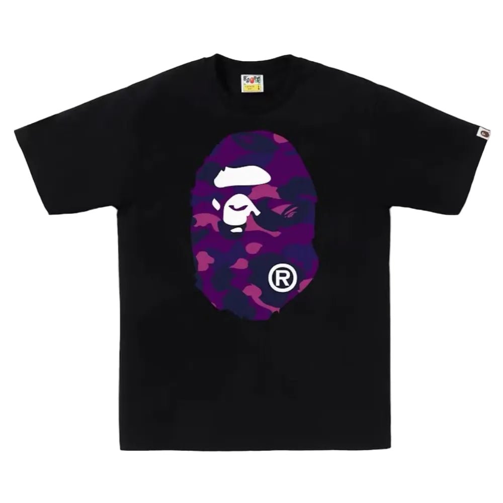 BAPE Color Camo Big Ape Head Tee Black Purple - Afewvibe