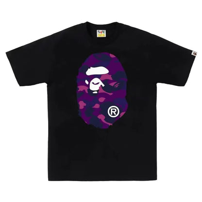 BAPE Color Camo Big Ape Head Tee Black Purple - Afewvibe