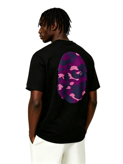 BAPE Color Camo Big Ape Head Tee Black Purple - Afewvibe