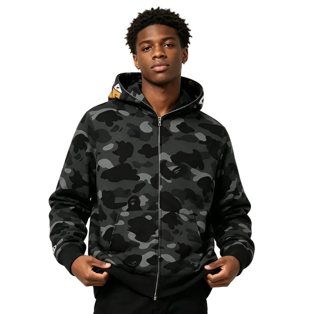BAPE Color Camo Shark Full Zip Hoodie Black - Afewvibe
