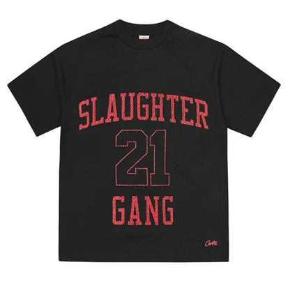 Corteiz x Slaughter Gang 21 Savage Mesh T-shirt Black - Afewvibe