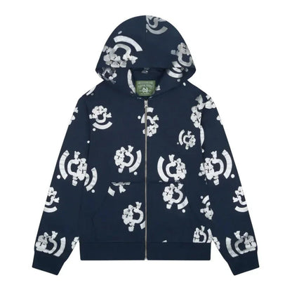 Denim Tears Bstroy Tears Zip Hoodie Blue - Afewvibe